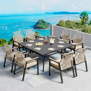 9-Piece Patio Dining Set with Woven Rattan Chairs