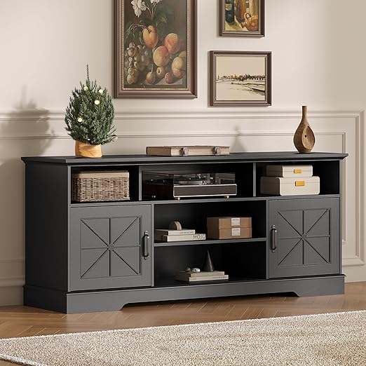 59 Inch TV Stand with RGB LED Lights and Storage Cabinets