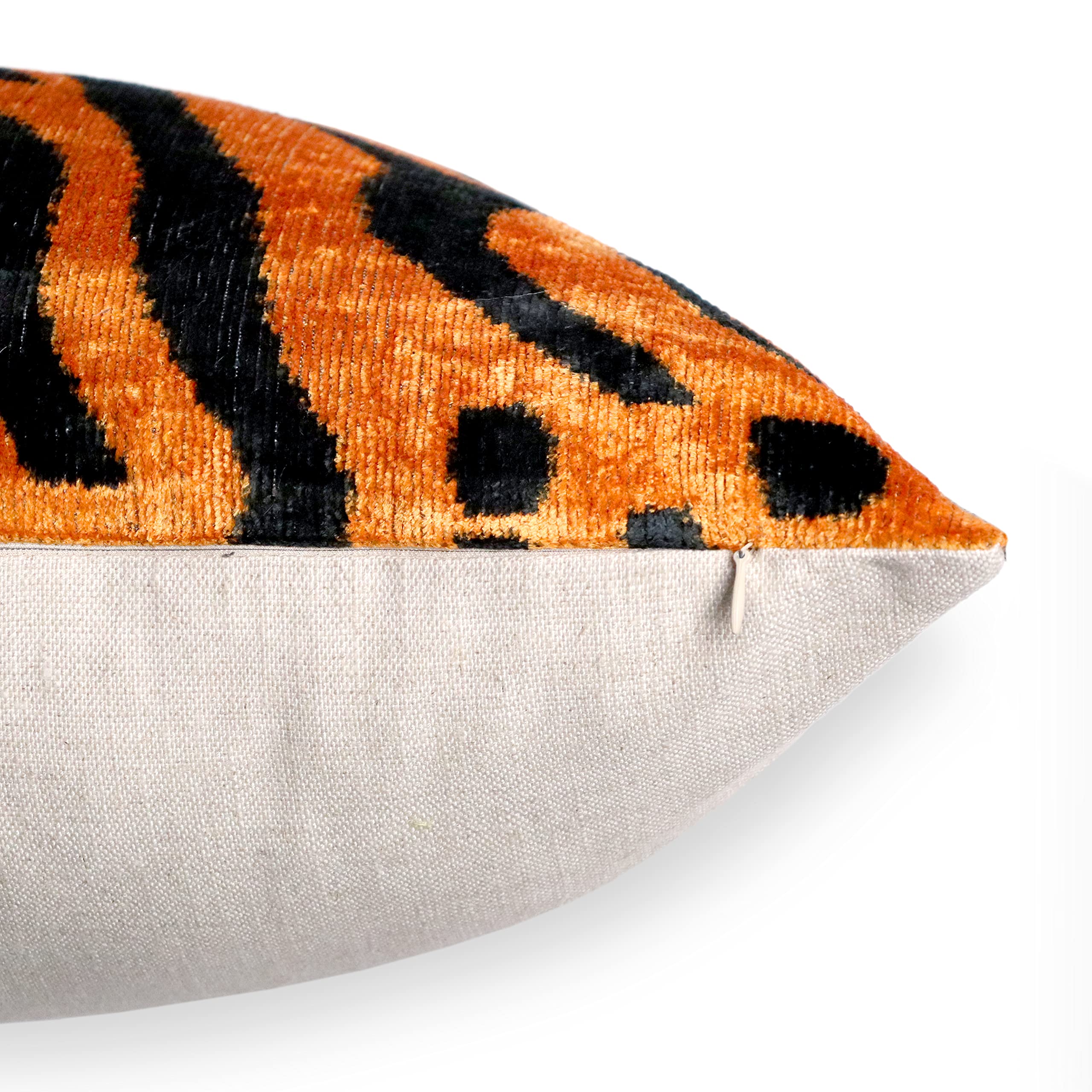 Handmade Velvet Throw Pillow 16x24 Tiger Print with Down Feather Insert