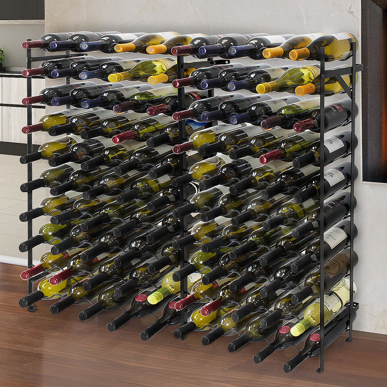 40 Bottle Wine Rack Floor Standing Metal Storage