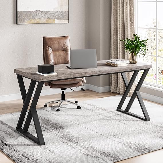 55 Inch Writing Computer Desk with Z-Shaped Metal Leg