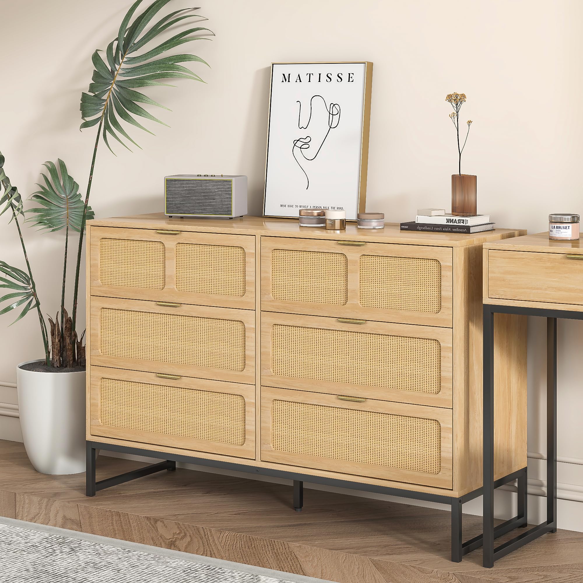 6 Drawer Rattan Dresser