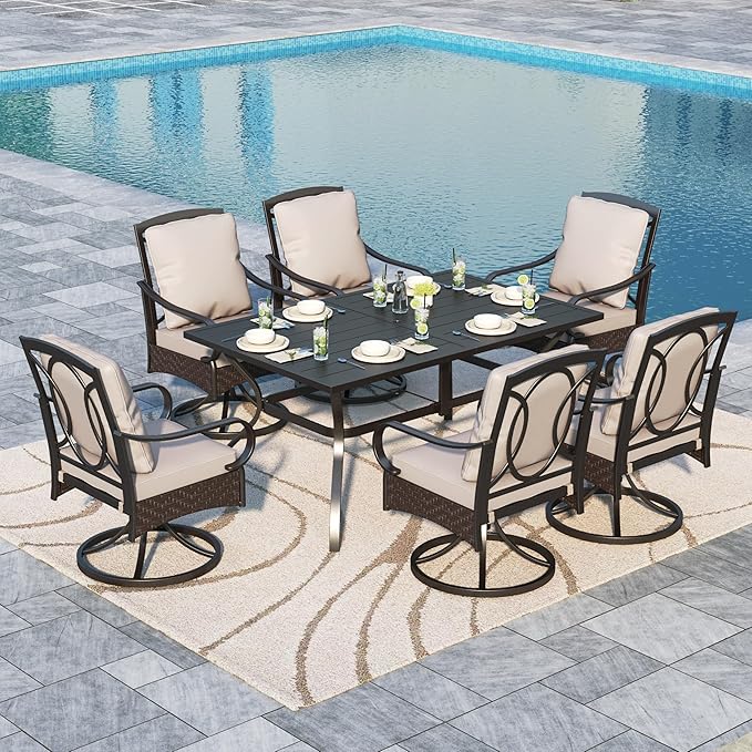 8-Piece Metal Outdoor Dining Set with Swivel Chairs