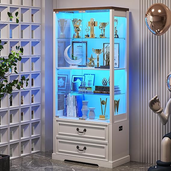 Display Cabinet with Glass Doors 67" Tall