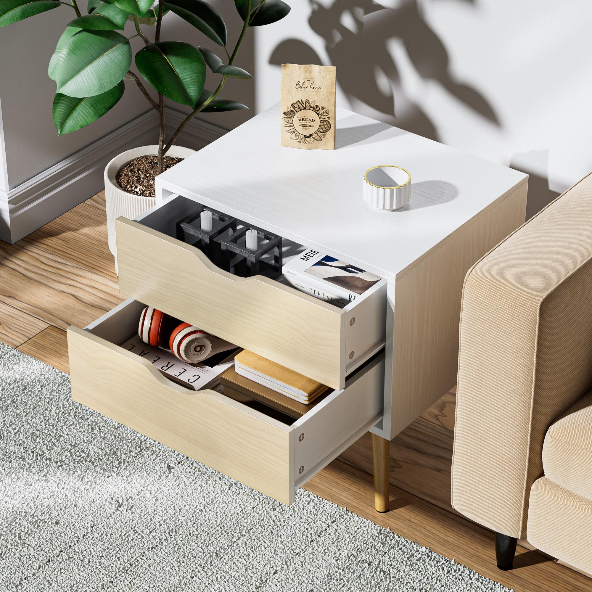 End Table Set of 2 with Storage Drawers