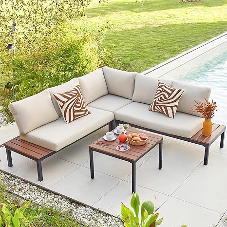 L-Shape Patio Sectional with Cushions