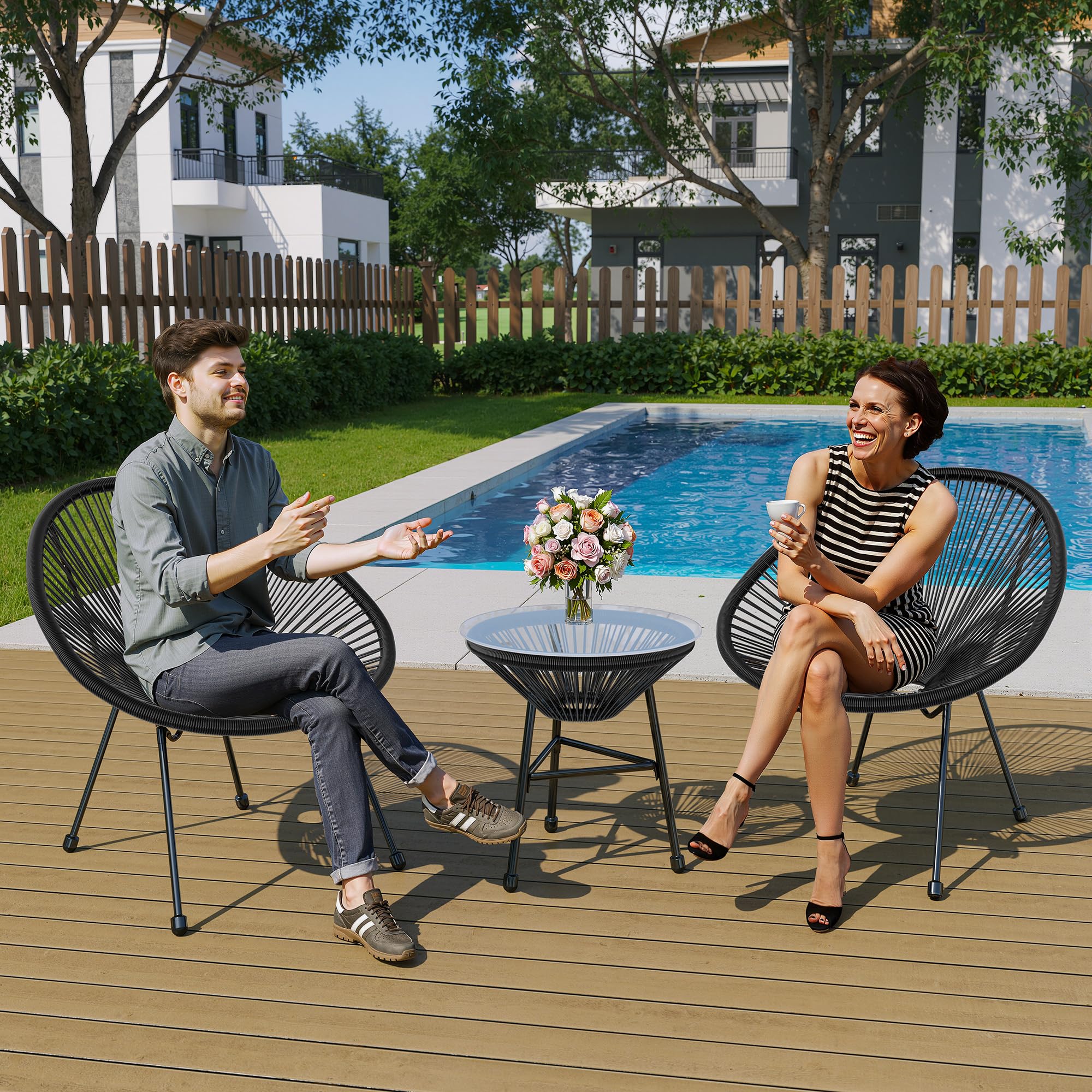 3-Piece Patio Bistro Set with Acapulco Chairs