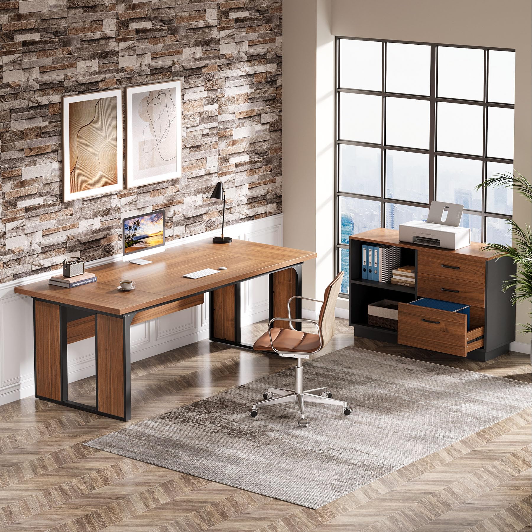 63" Executive Desk with Privacy Panel