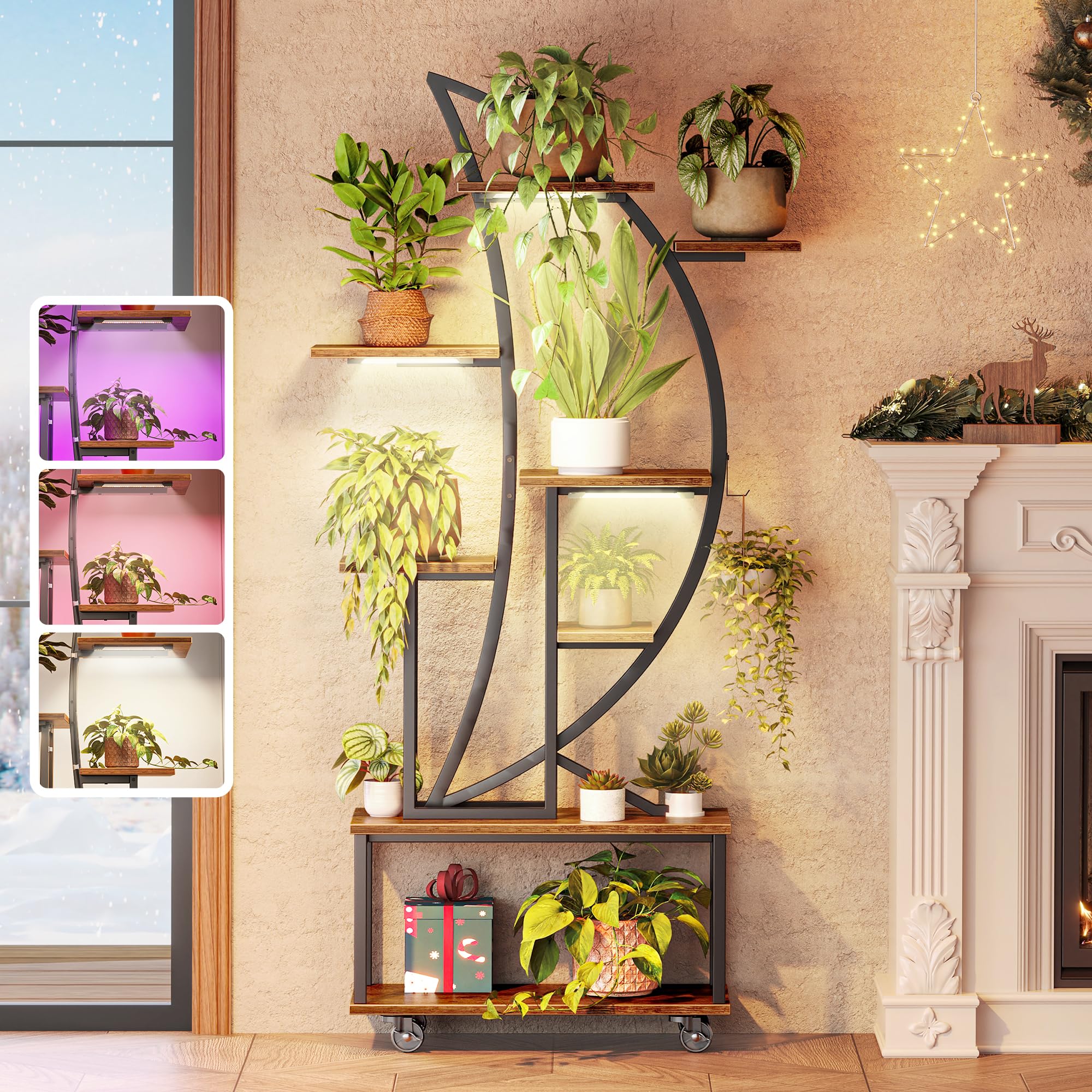 62 Inch 8-Tier Plant Stand with Full Spectrum LED Grow Lights