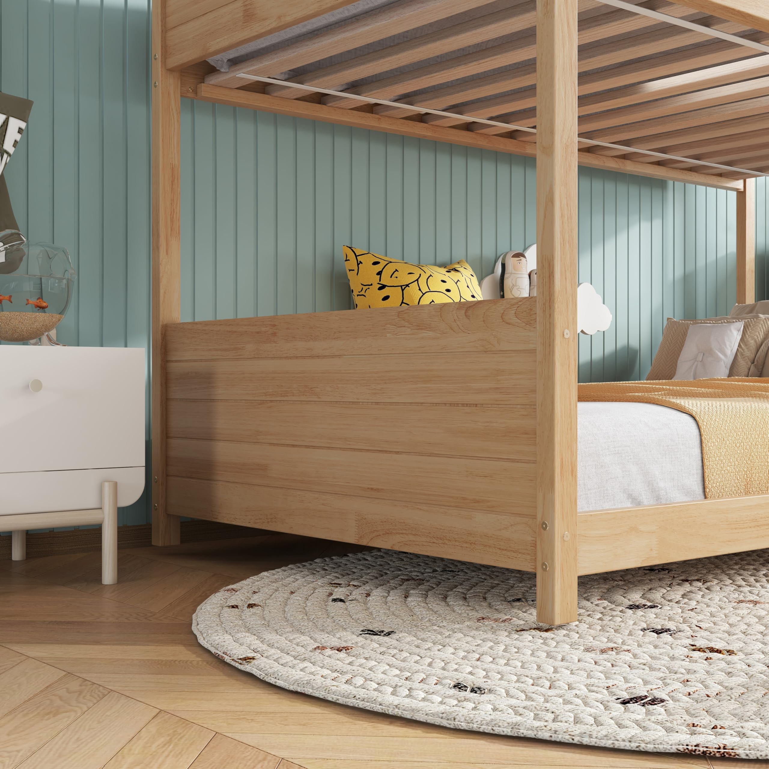 Twin Over Twin House Bunk Bed with Ladder