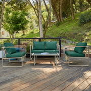 4-Piece Outdoor Patio Conversation Set with Deep Seating Cushions