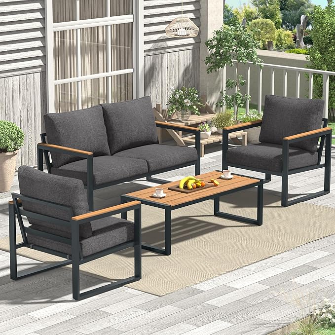 4-Piece Patio Conversation Set with Coffee Table