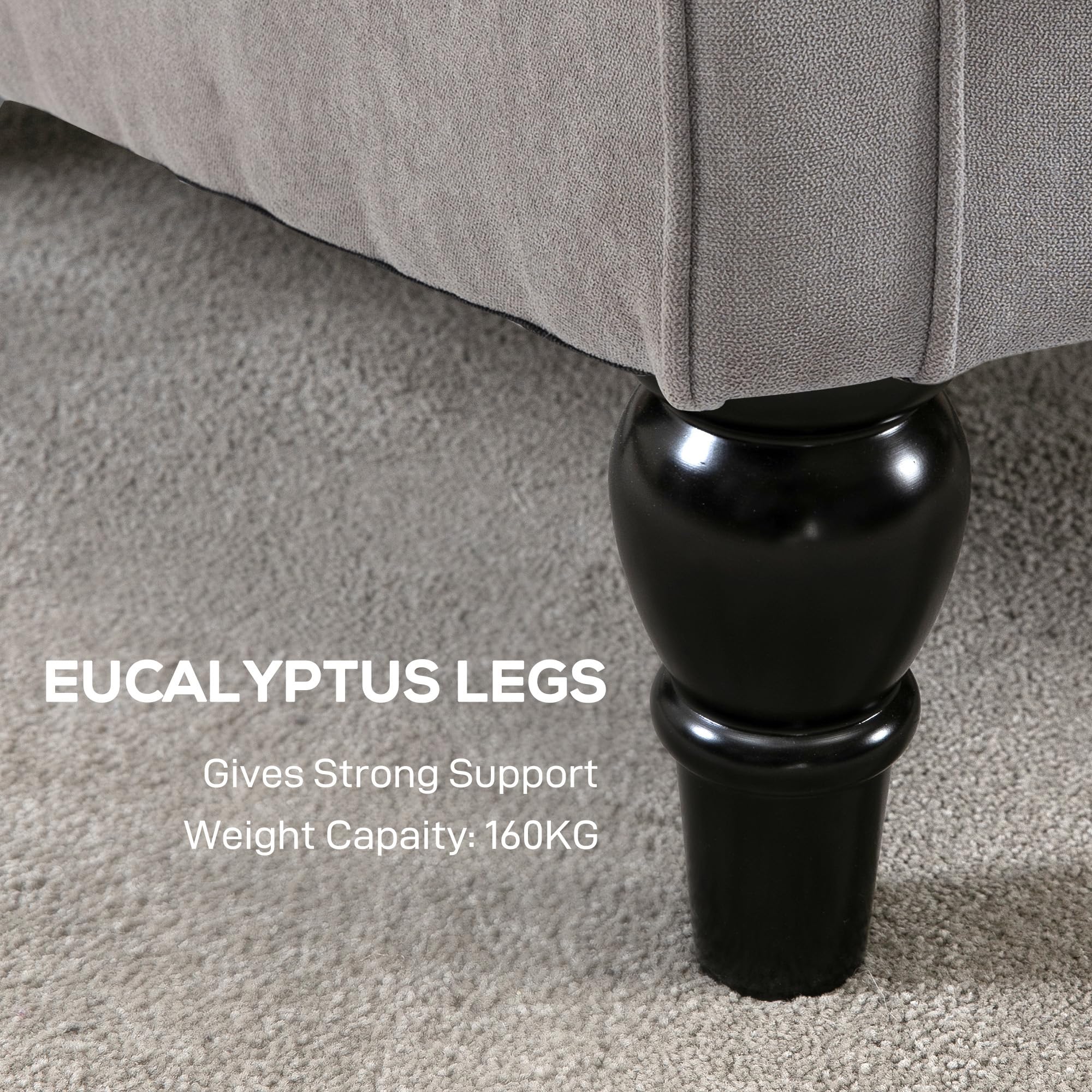 Button-Tufted Accent Chair with Wingback and Wood Legs