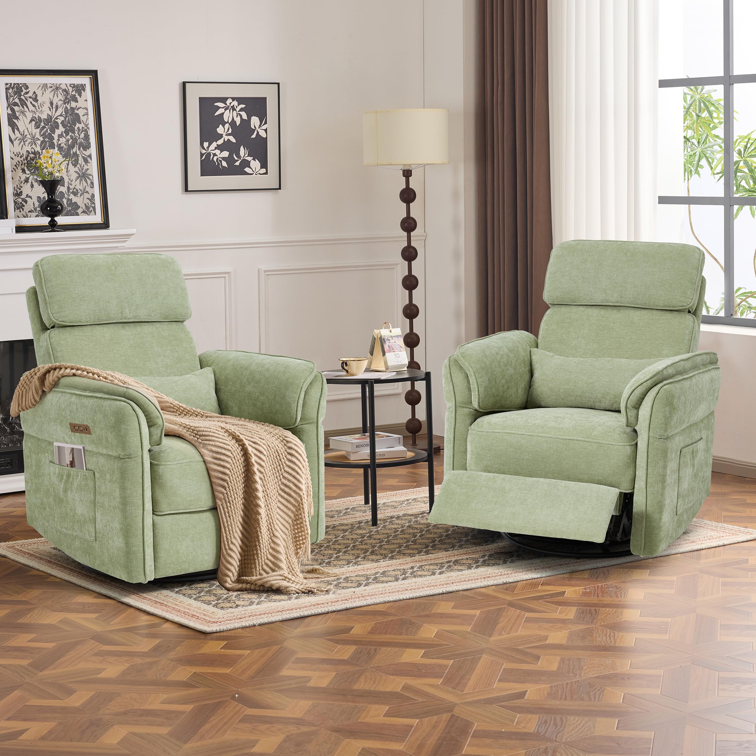 Power Swivel Glider Recliner Chair with Adjustable Armrests