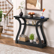 Wooden Console Table with Curved Legs - 3-Tier Modern Accent Sofa Table