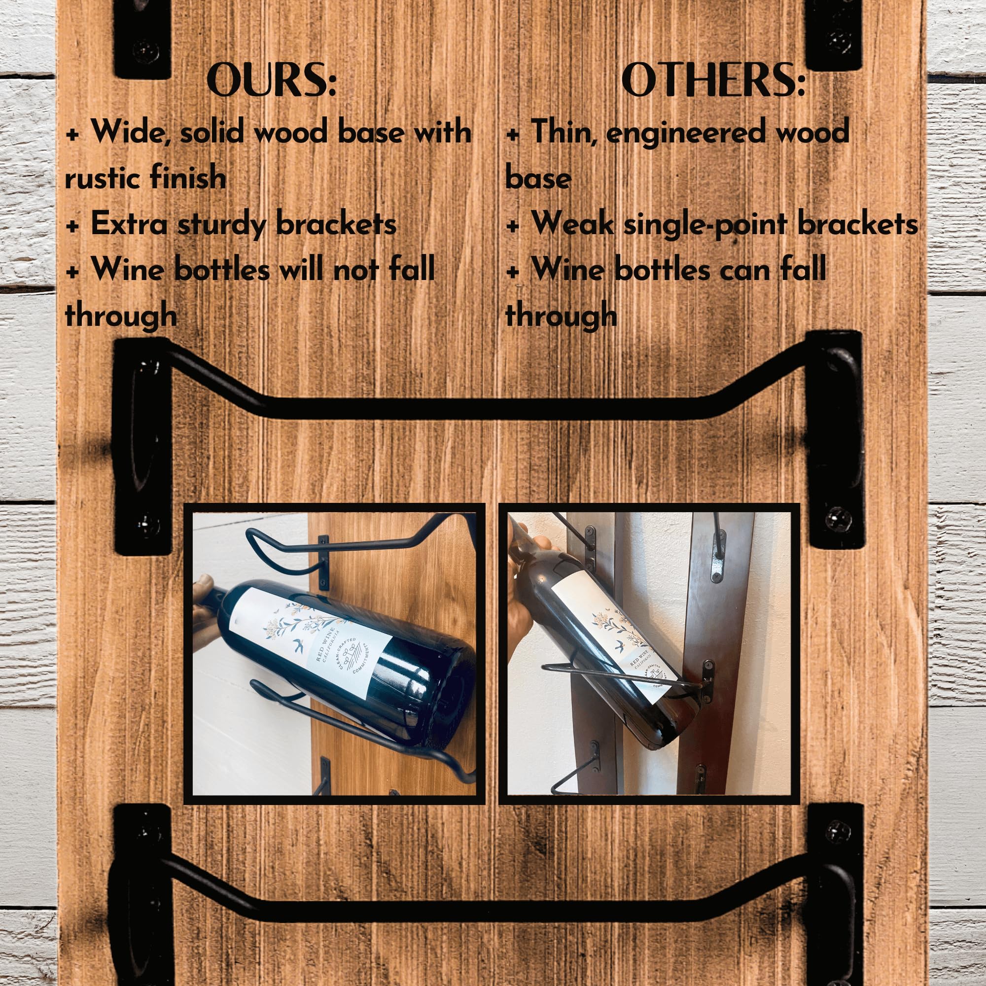 Wall Mounted Wine Rack with 8 Bottle Storage