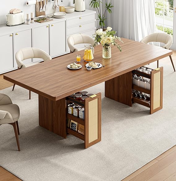 78.7" Farmhouse Dining Table with Hidden Storage Drawers