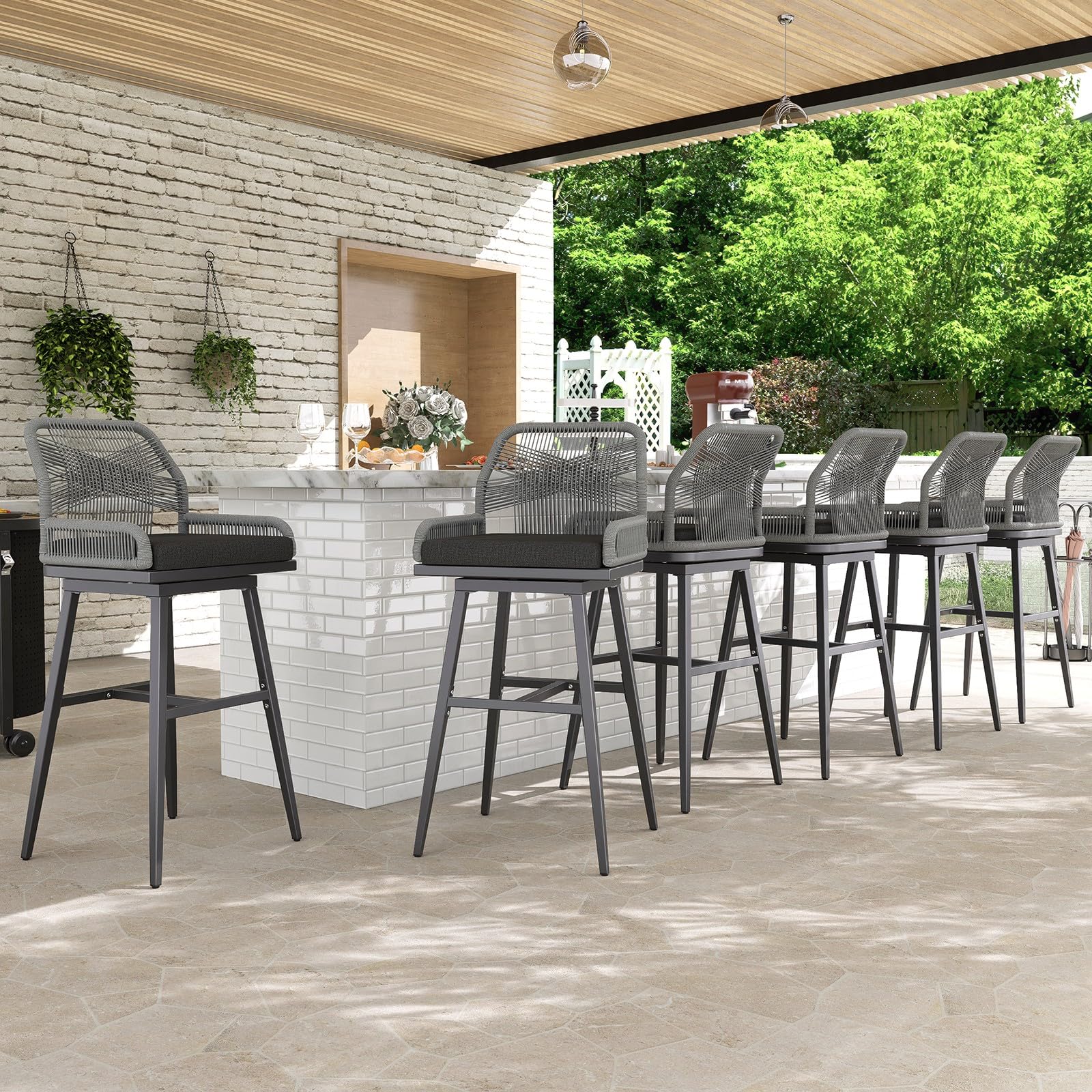 Outdoor Swivel Bar Stools Set of 6