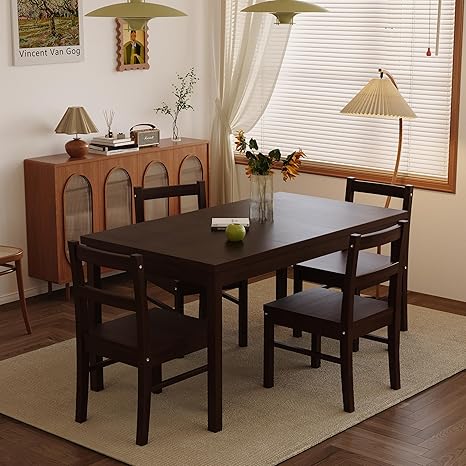 5-Piece Solid Wood Dining Table Set