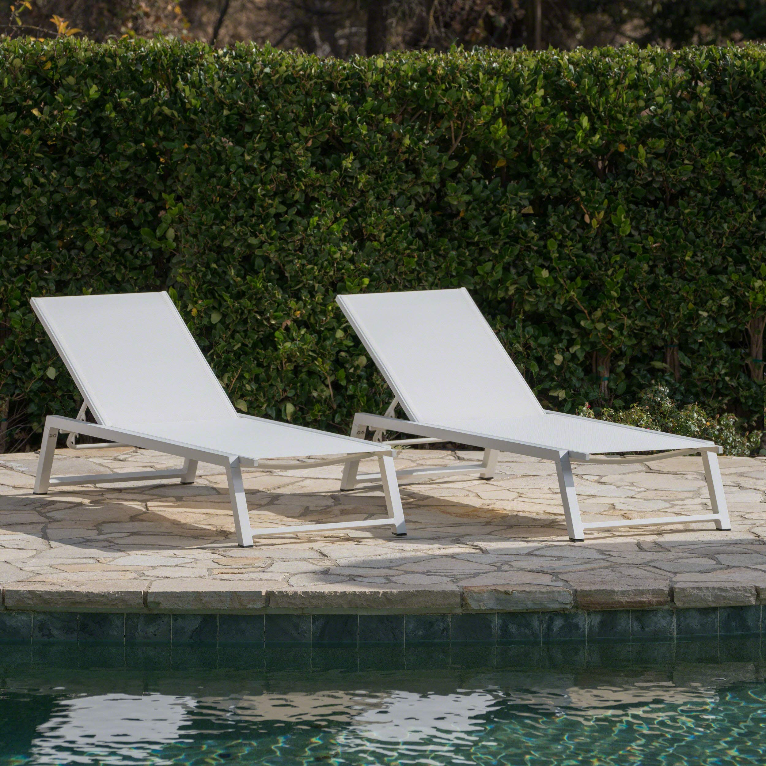 Outdoor Mesh Chaise Lounges Set of 2