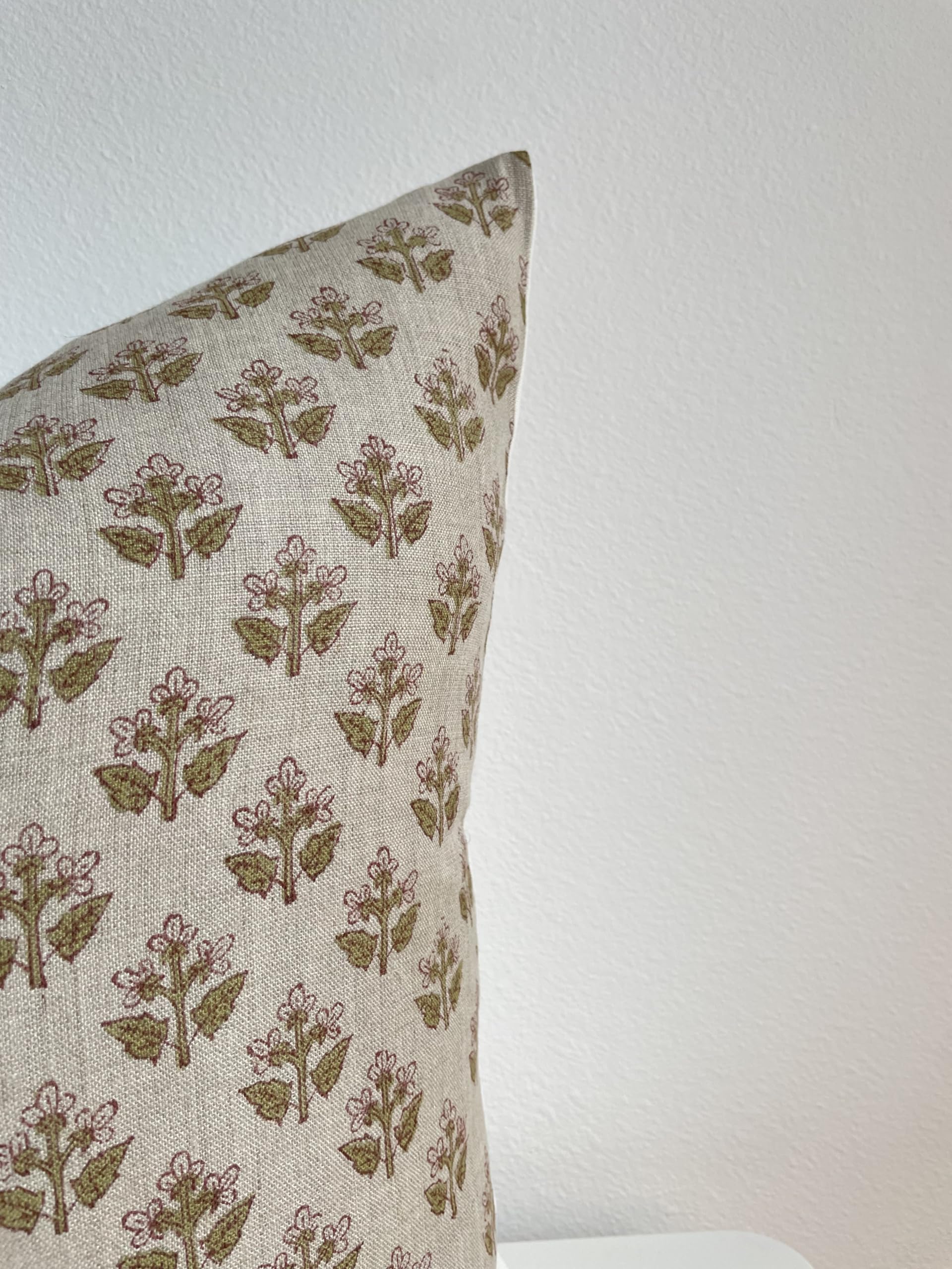Hand Block Print Linen Throw Pillow Cover 20x20