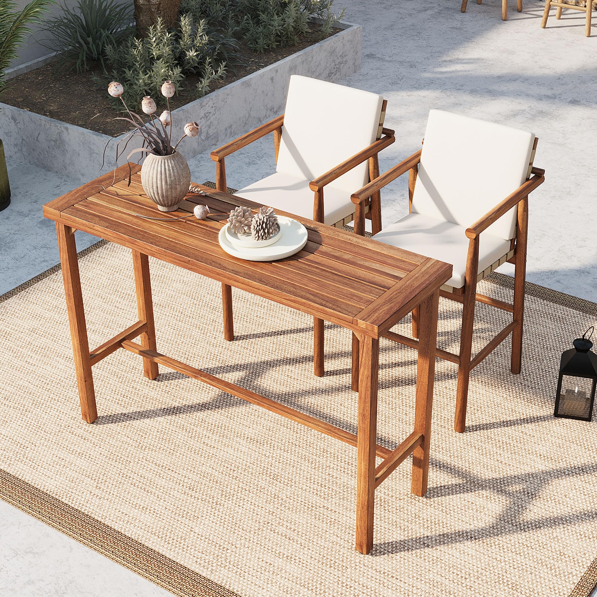 3-Piece Outdoor Bar Set with Cushions