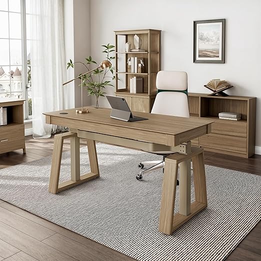L-Shaped Standing Desk with Drawers 60 Inch