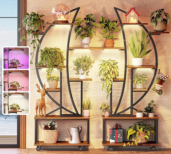 62 Inch 8-Tier Plant Stand with Full Spectrum LED Grow Lights