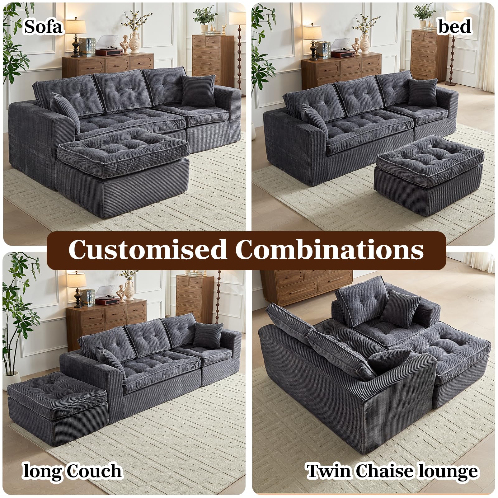 Modular Sectional Sofa with L-Shape Chaise