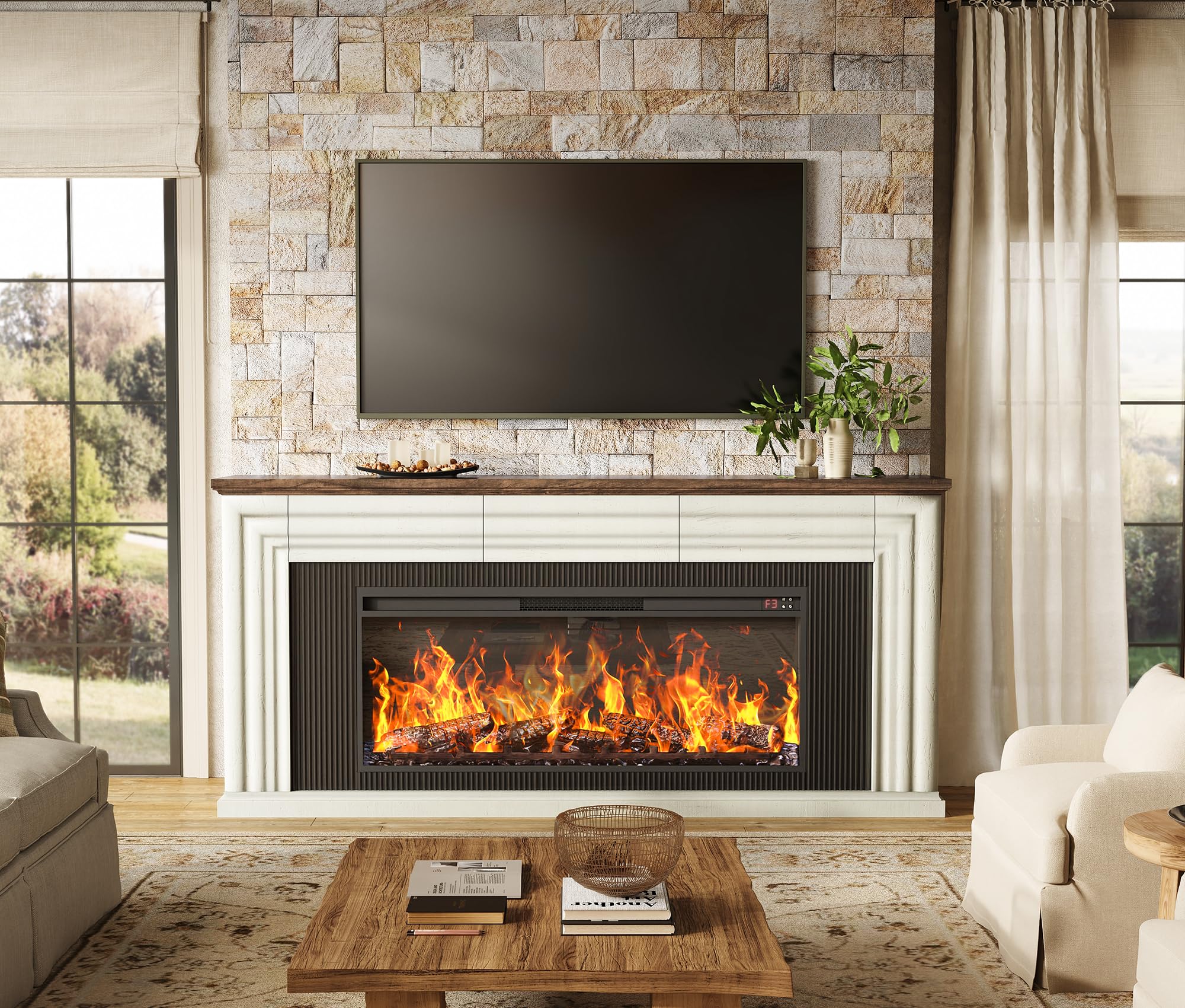 70" Electric Fireplace TV Stand with Storage Drawers