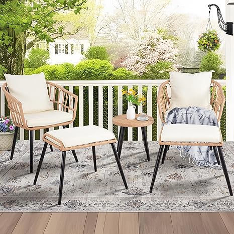 5 Piece Patio Bistro Set with Ottoman