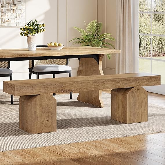 59" Dining Bench for 2-3 People with Arched Base