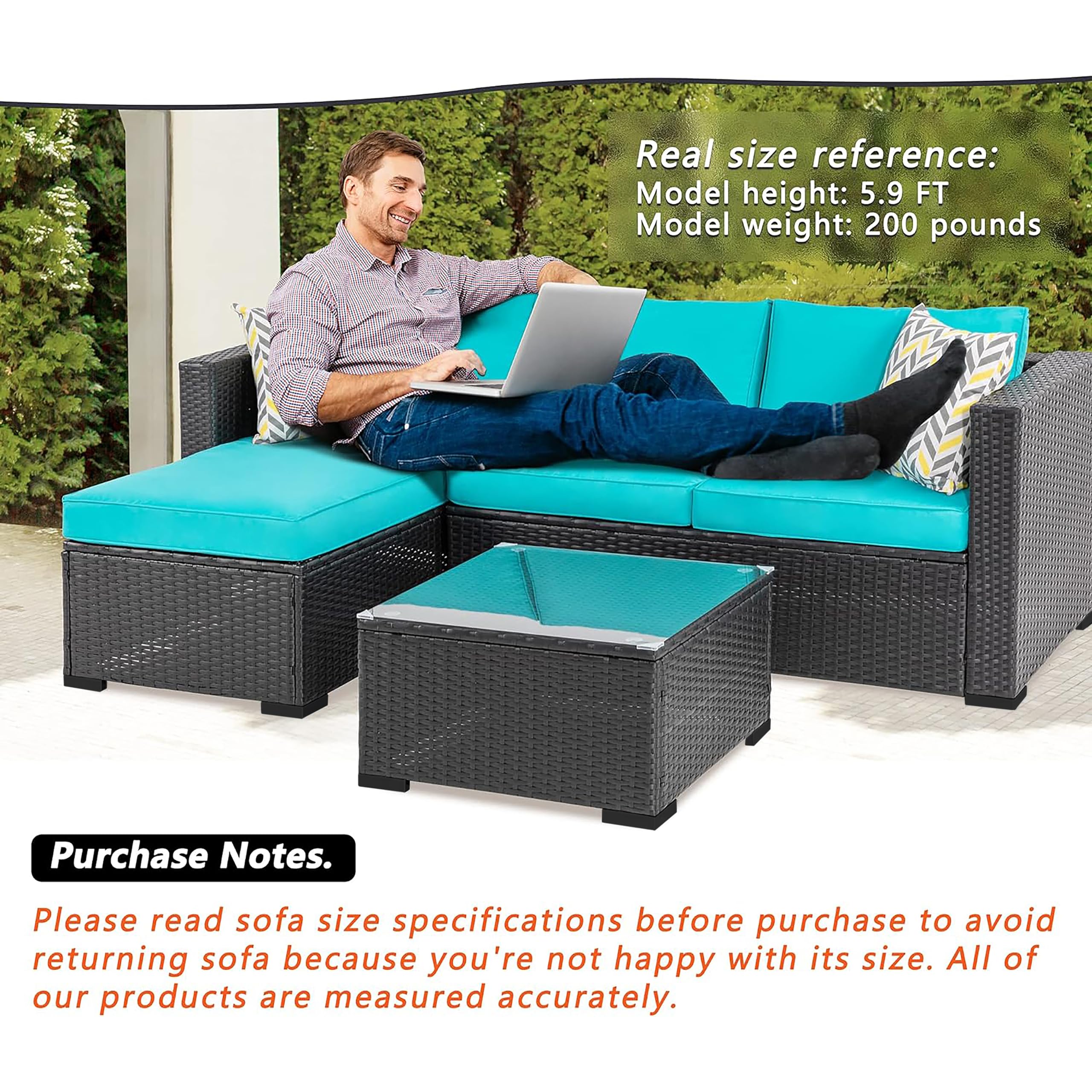 3-Piece Outdoor Sectional Patio Furniture Set