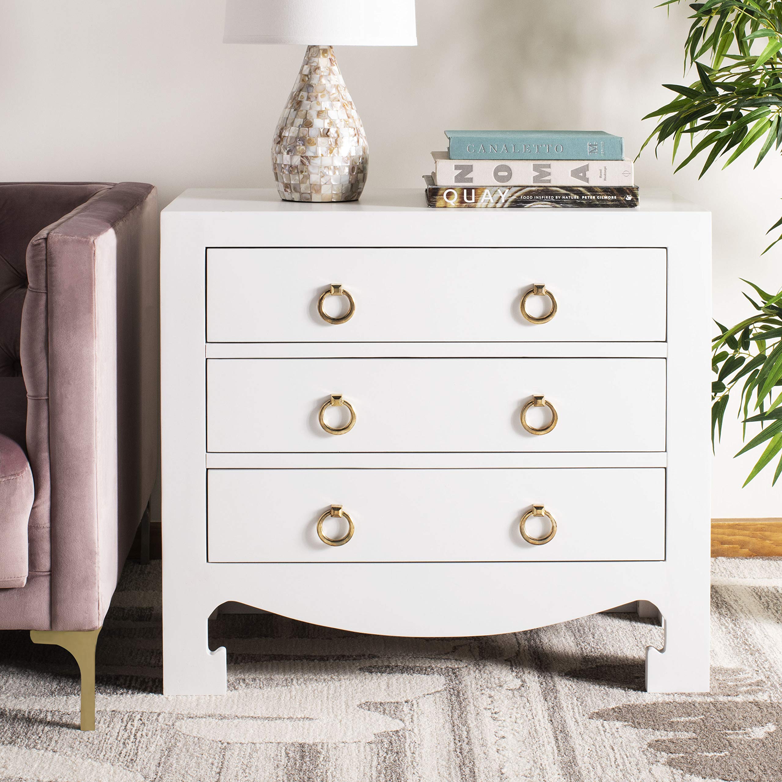 3-Drawer Chest White Gold