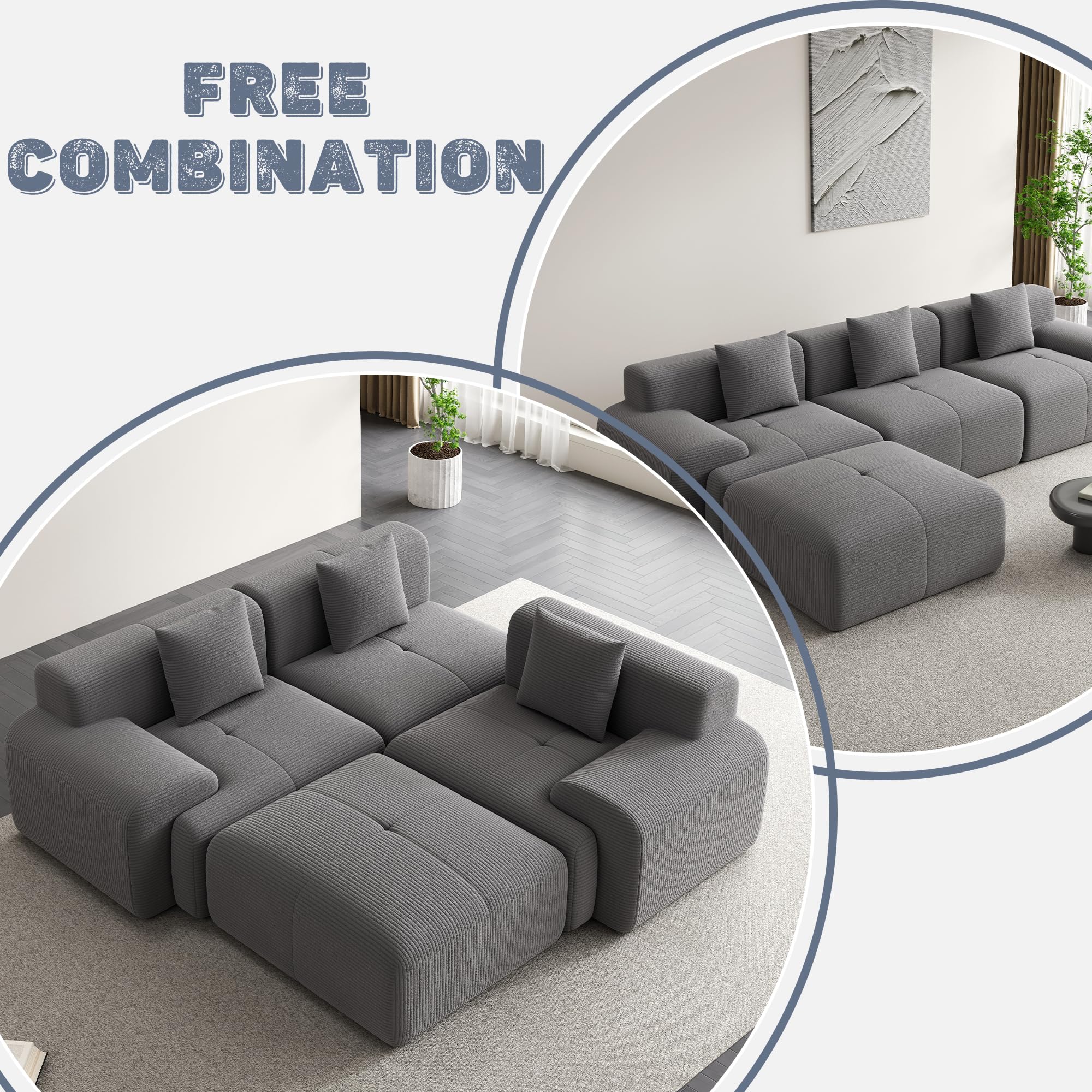 Cloud Modular Sectional Couch 120 Inch L-Shape