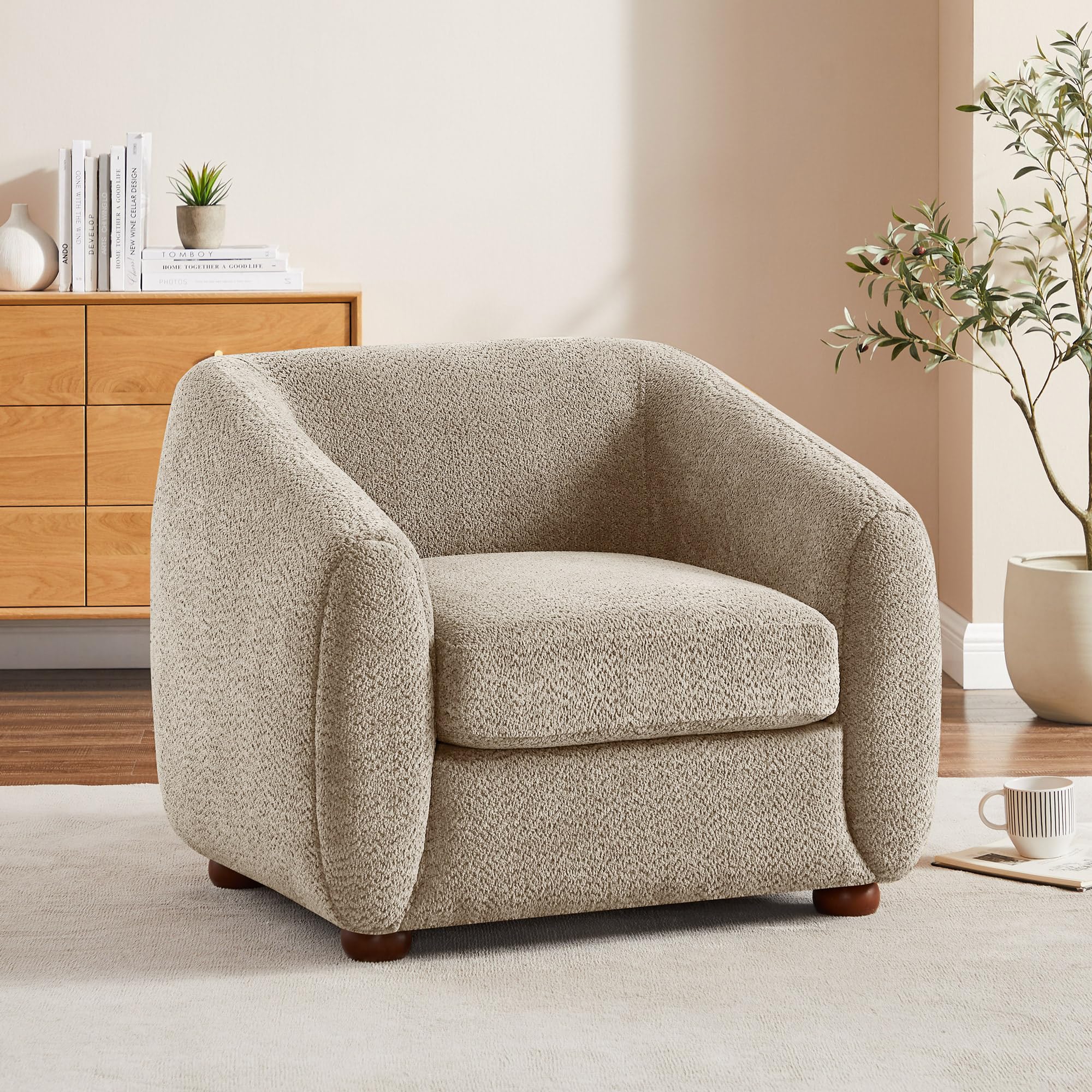 Oversized Sherpa Accent Chair with Cushion