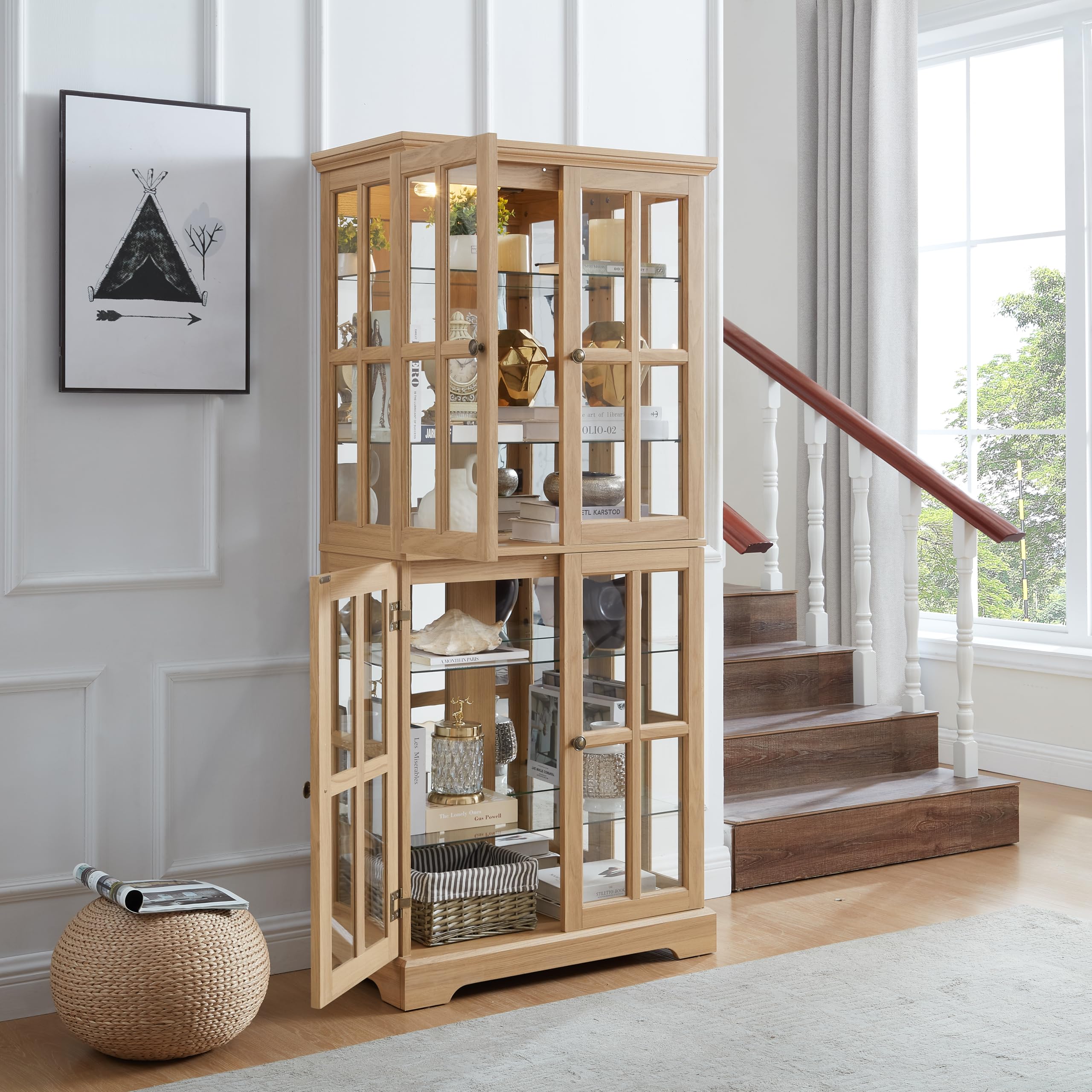 Antique Glass Display Cabinet with Adjustable Shelves