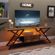 TV Stand with Power Outlet and LED Lights for 65 Inch TVs