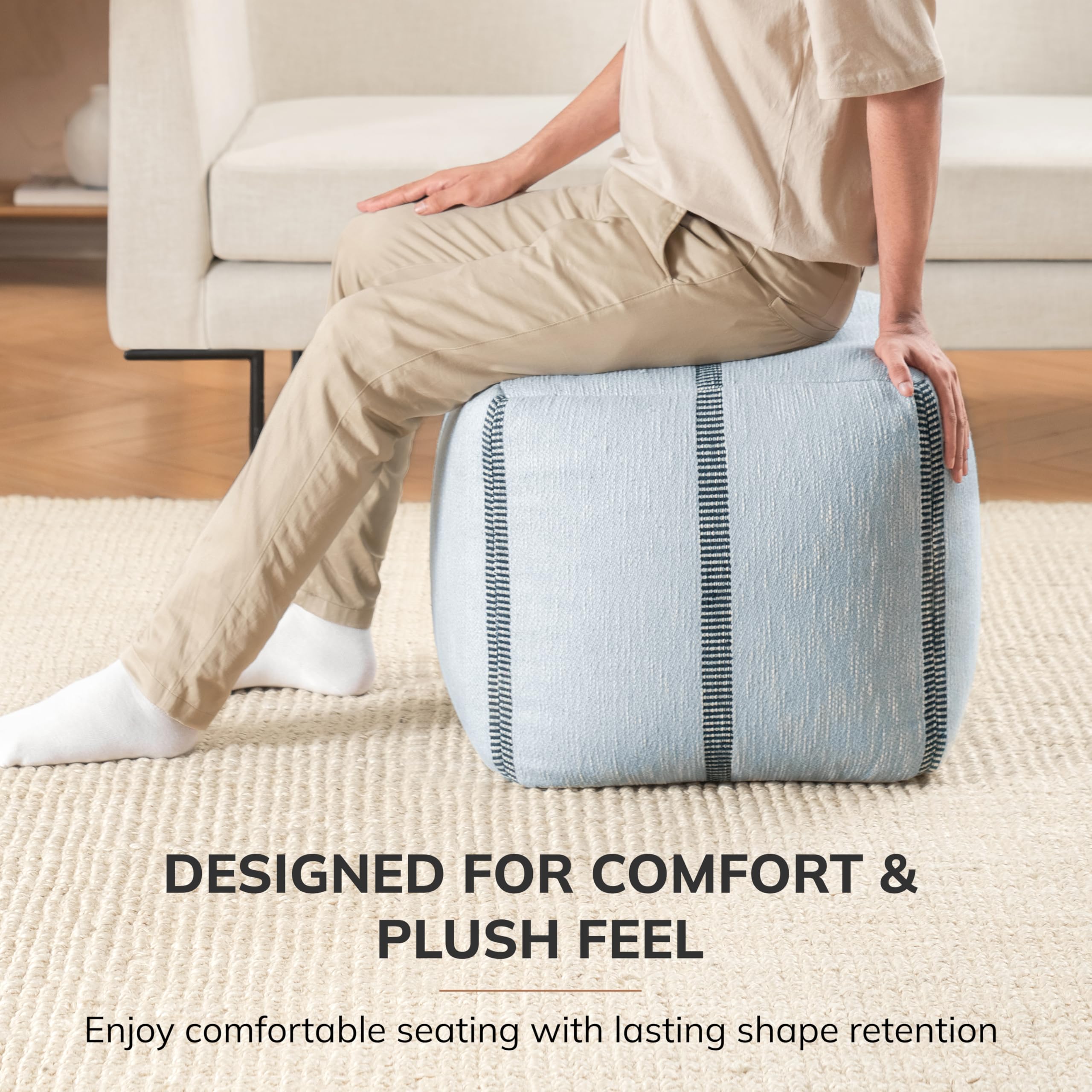 Handmade Pouf Ottoman Footrest - 20" x 20" x 20" - Omphalodes