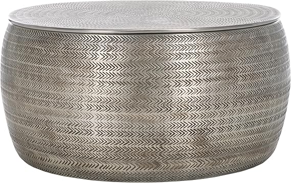 Apoline Antique Brass Drum Storage Coffee Table