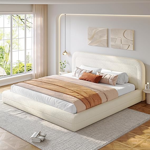 Full Upholstered Platform Bed Frame with Headboard