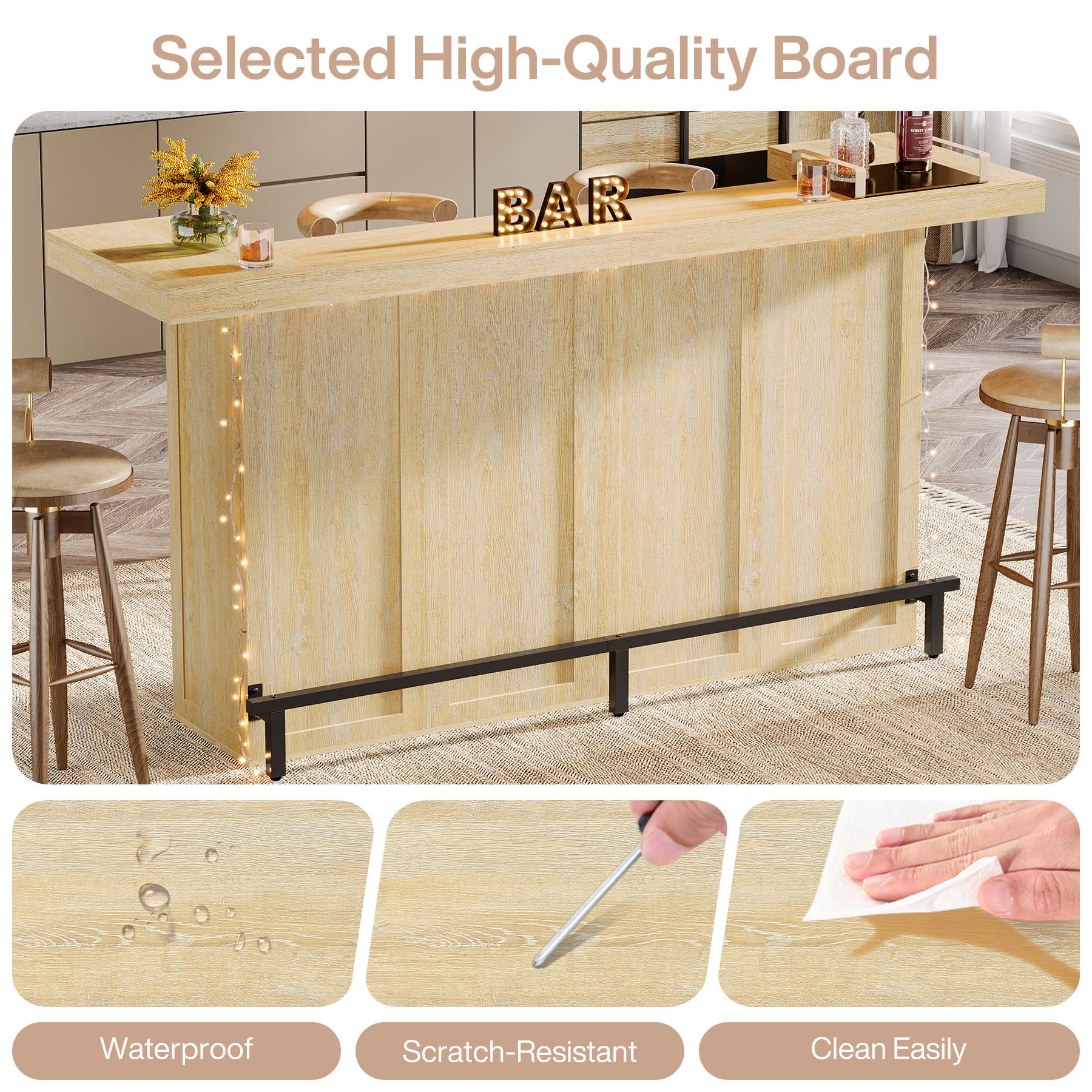 4-Tier Bar Table with Storage and Footrest