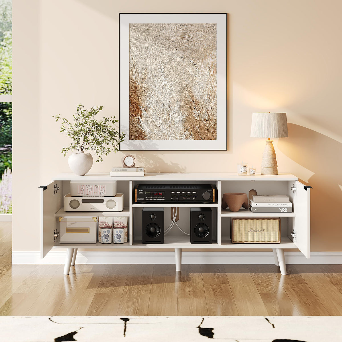 55 Inch Fluted TV Stand with Storage