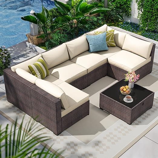 8 Piece Outdoor Patio Sectional Set with Cushions