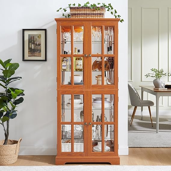 Antique Glass Display Cabinet with Adjustable Shelves