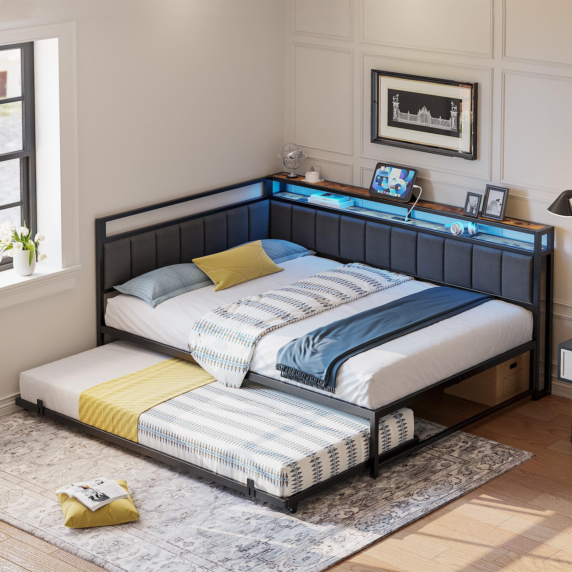 Full Daybed with Trundle and LED Lights