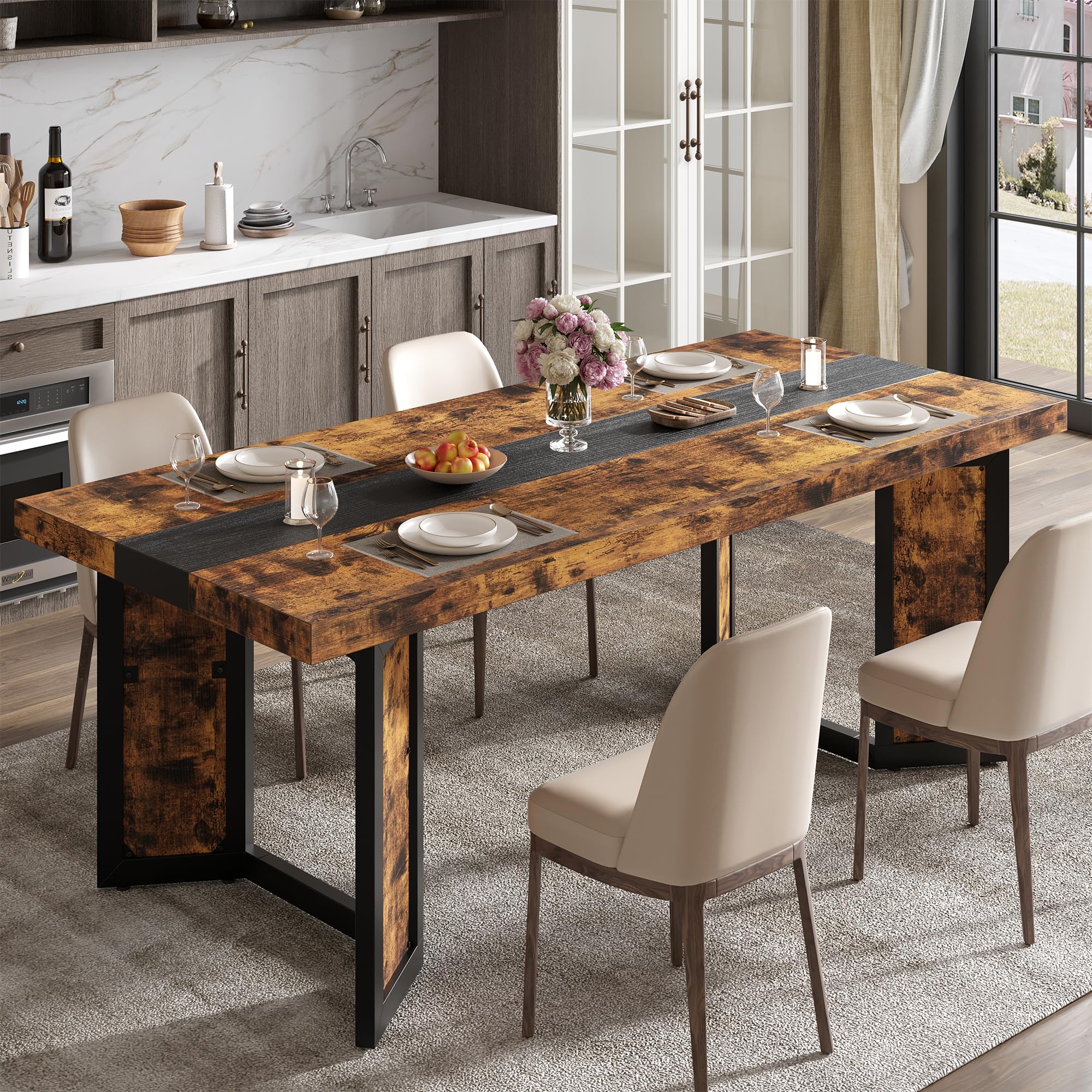 Industrial Dining Table for 6-8 People