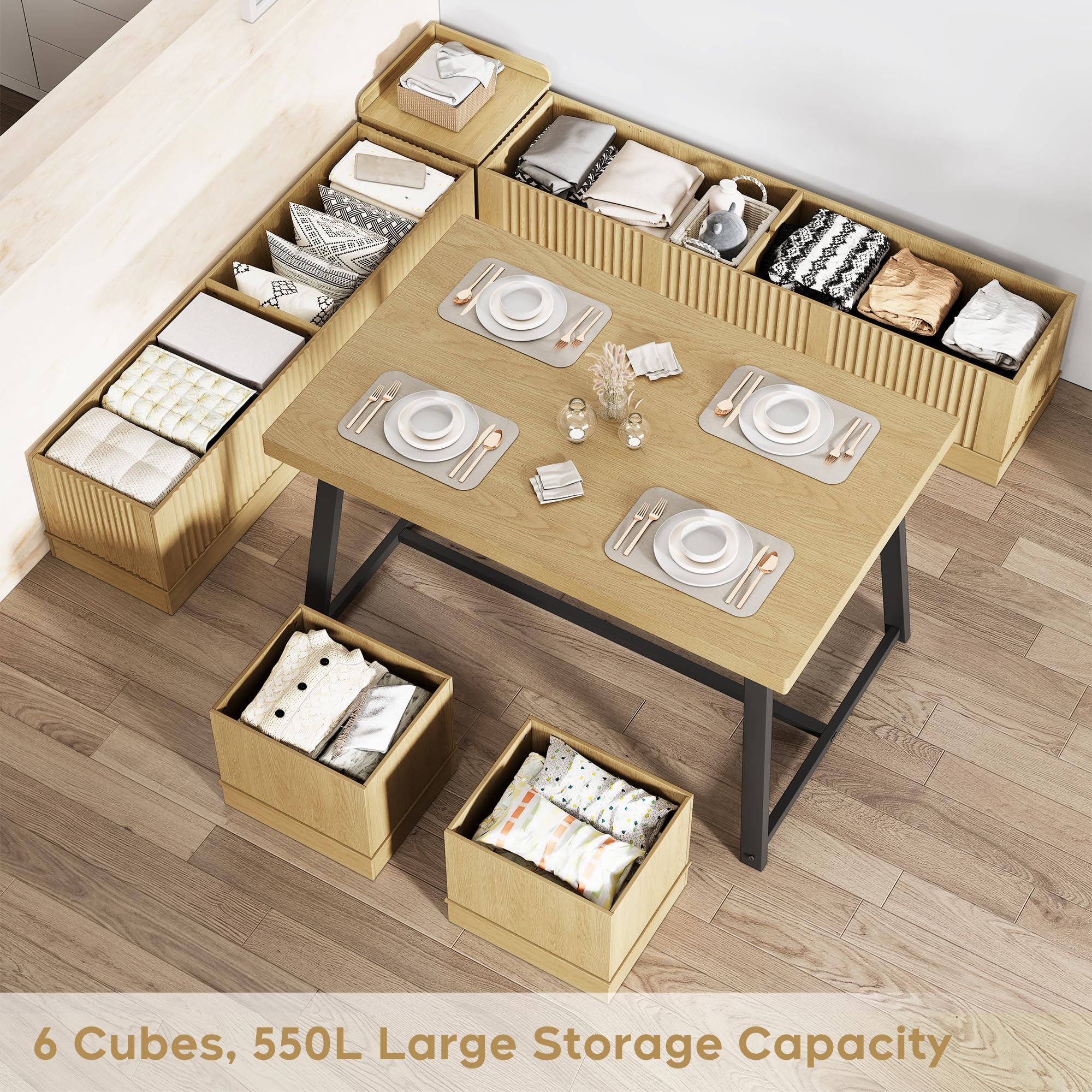 Corner Dining Table Set with Storage