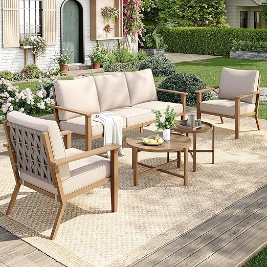 5-Piece Patio Conversation Set with Swivel Chairs