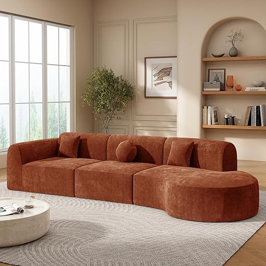 3-Piece Curved Sectional Sofa Set with Chaise Lounge